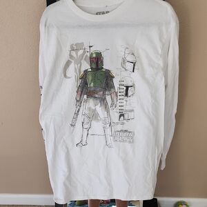 Star Wars White Graphic Tee with Boba Fett Design